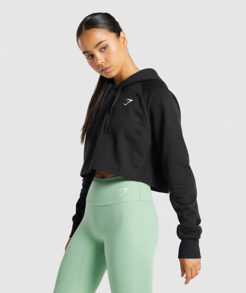 Moletom Cropped Feminino De Treino Gymshark Preto