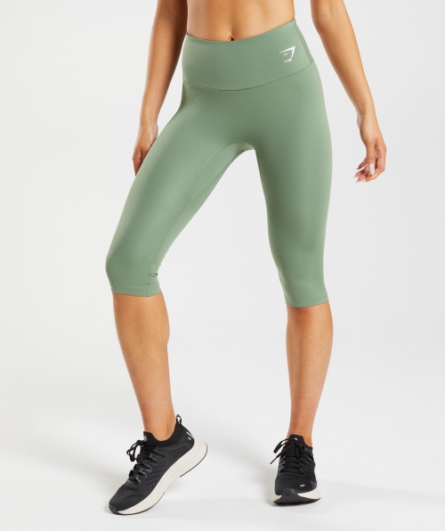 Legging Cropped De Treino Gymshark Iguana Verde