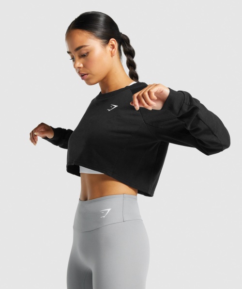 Camisola Cropped De Treino Gymshark Mulheres Negras