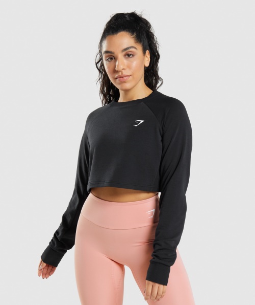Suéter Cropped De Treino Gymshark Preto