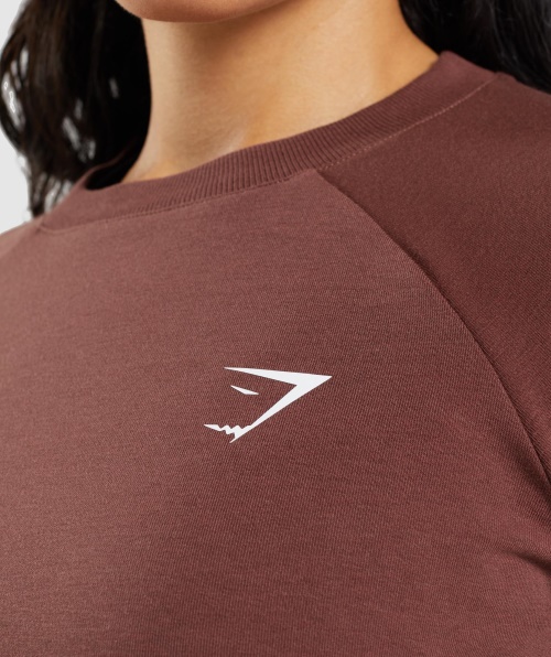 Camisola Cropped De Treino Gymshark Marrom Cereja