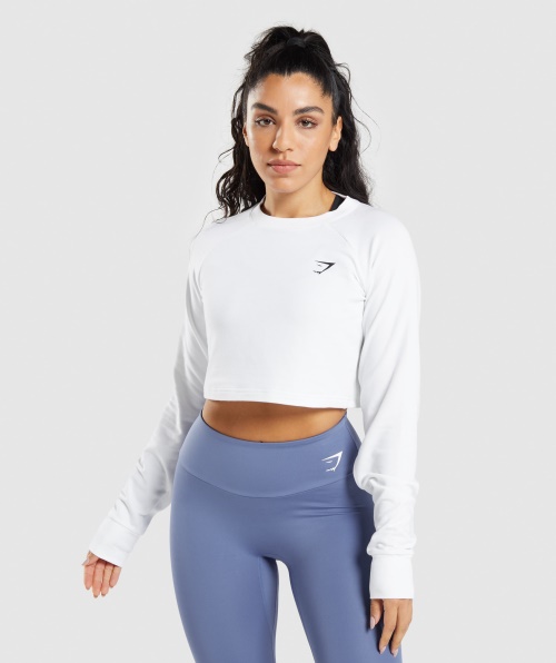 Camisola Cropped De Treino Gymshark Branca