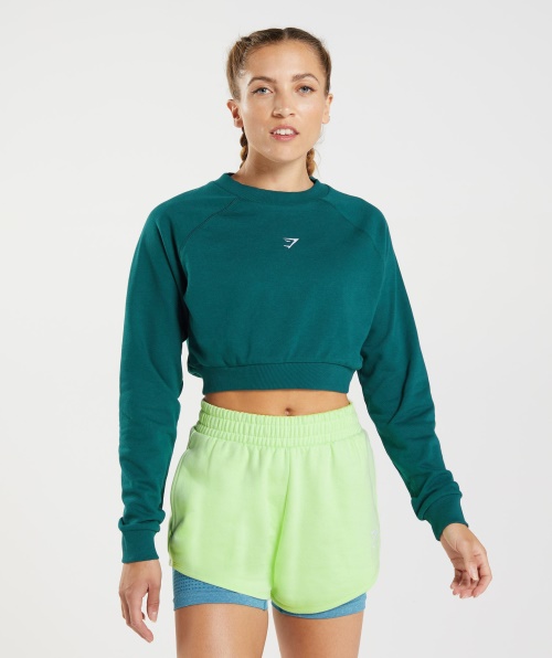 Suéter Cropped De Treinamento Gymshark Cerceta De Inverno