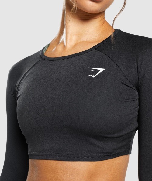 Gymshark Top De Treino Manga Longa Preta