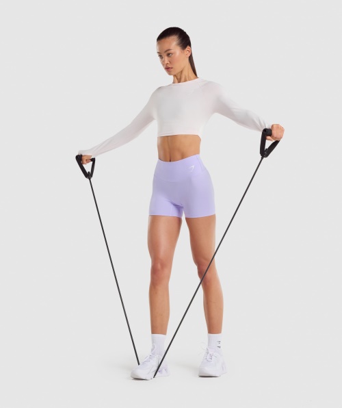 Creme Crop Top De Manga Comprida De Treino Gymshark