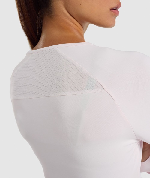 Creme Crop Top De Manga Comprida De Treino Gymshark