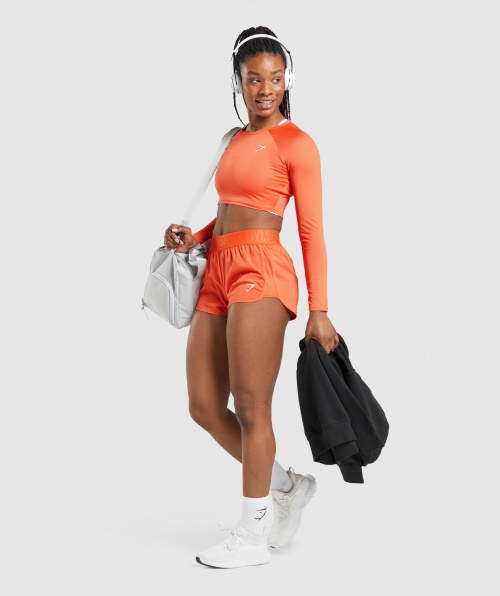 Gymshark Top Cropped Manga Longa Manga Longa Mamão Laranja