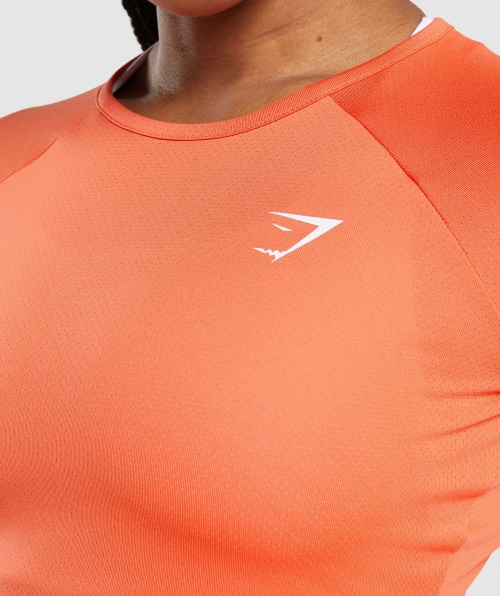 Gymshark Top Cropped Manga Longa Manga Longa Mamão Laranja