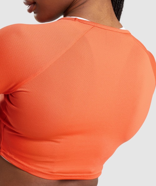 Gymshark Top Cropped Manga Longa Manga Longa Mamão Laranja
