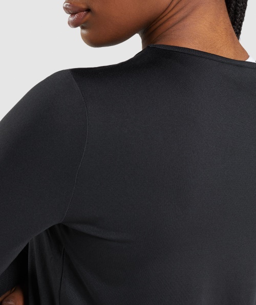 Gymshark Top De Treino Manga Longa Preta