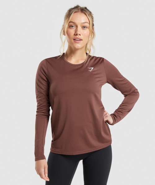 Camisola De Treino De Manga Comprida Gymshark Castanho Cereja