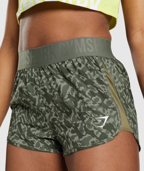 Calções Soltos Para Treino Gymshark Com Estampa Verde