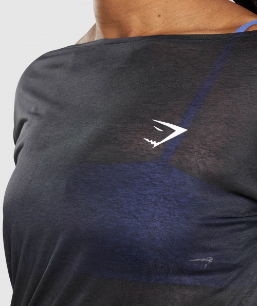 Camiseta De Manga Comprida Preta Para Treino Gymshark