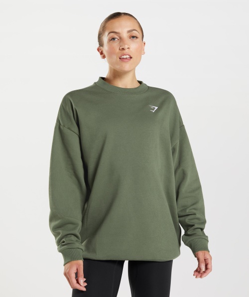 Moletom Oversized De Treinamento Gymshark Core Verde-oliva