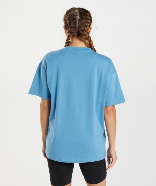 Camiseta Gymshark Treinamento Oversized Azul Litoral