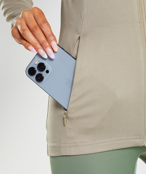 Jaqueta De Treinamento Gymshark Com Zíper Marrom Cimento