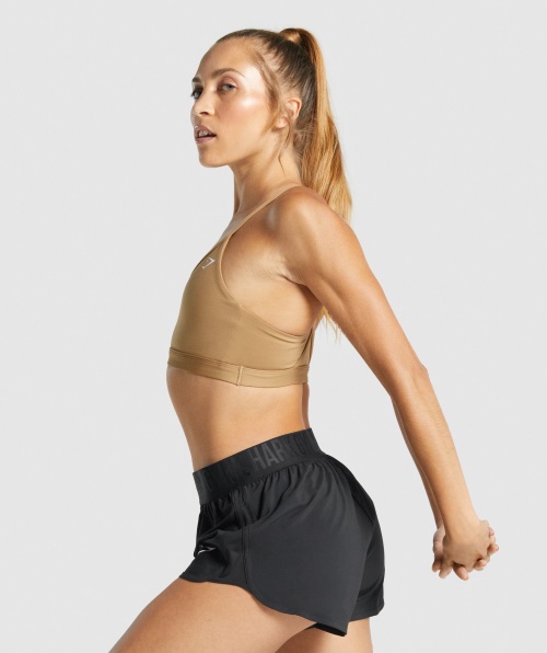 Sutiã Esportivo Com Decote Em V Gymshark Marrom Claro