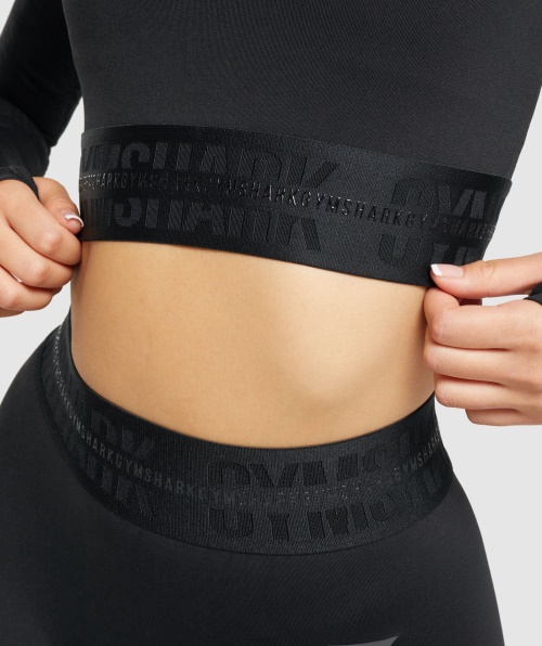 Top Cropped De Manga Longa Gymshark Vision Preto