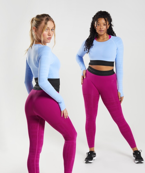 Top Cropped De Manga Longa Gymshark Vision Azul Pedra Da Lua