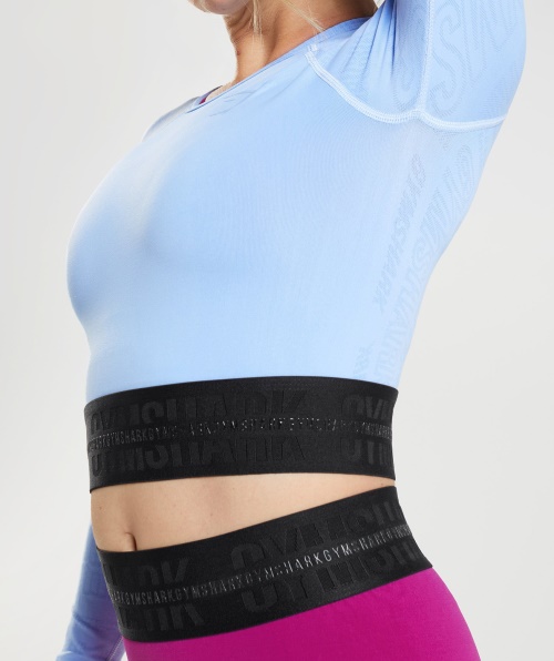 Top Cropped De Manga Longa Gymshark Vision Azul Pedra Da Lua