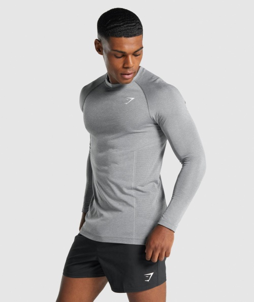 Gymshark Vital Light Sem Costura Camiseta Manga Longa Carvão Marl