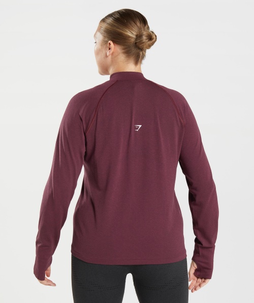 Gymshark Vital Seamless 2.0 1/2 Zip Pullover Marrom Marl Cozido