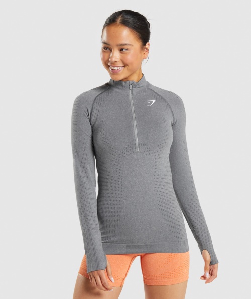 Gymshark Vital Seamless 2.0 1/2 Zip Pullover Smokey Grey Marl