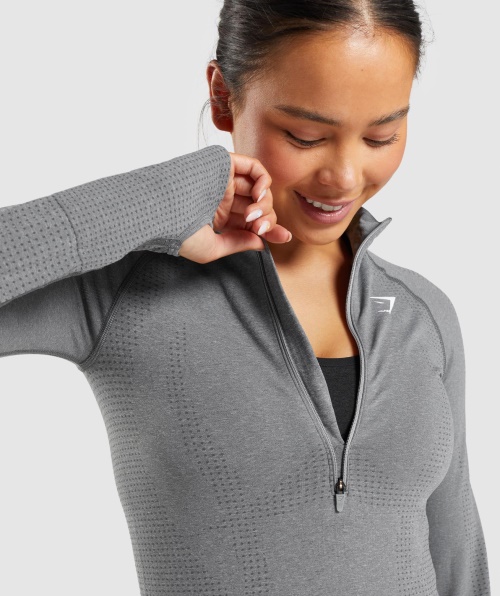 Gymshark Vital Seamless 2.0 1/2 Zip Pullover Smokey Grey Marl