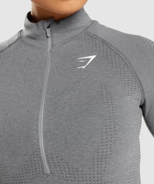 Gymshark Vital Seamless 2.0 1/2 Zip Pullover Smokey Grey Marl