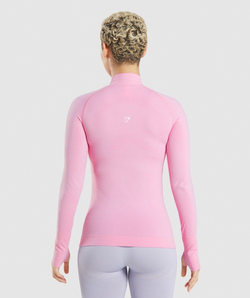 Gymshark Vital Seamless 2.0 1/2 Zip Pullover Sorbet Pink Marl