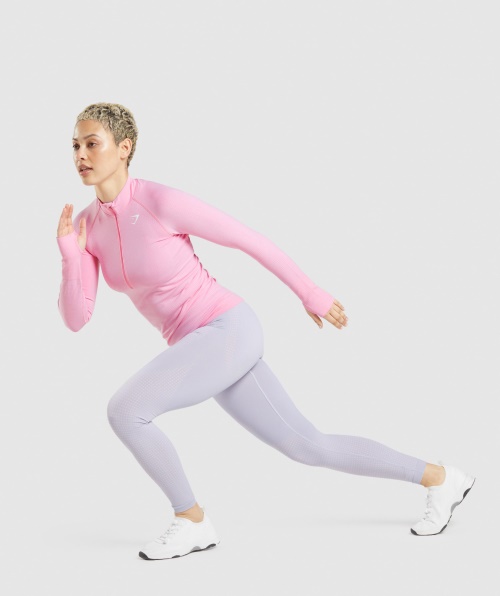 Gymshark Vital Seamless 2.0 1/2 Zip Pullover Sorbet Pink Marl