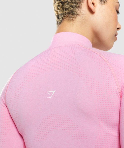 Gymshark Vital Seamless 2.0 1/2 Zip Pullover Sorbet Pink Marl