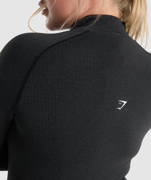 Gymshark Vital Seamless 2.0 1/2 Pulôver Feminino Black Marl