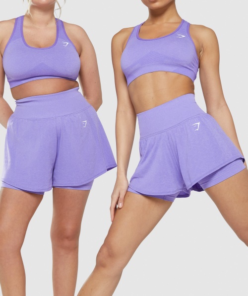 Gymshark Vital Seamless 2.0 2 Em 1 Calções Roxo Brilhante