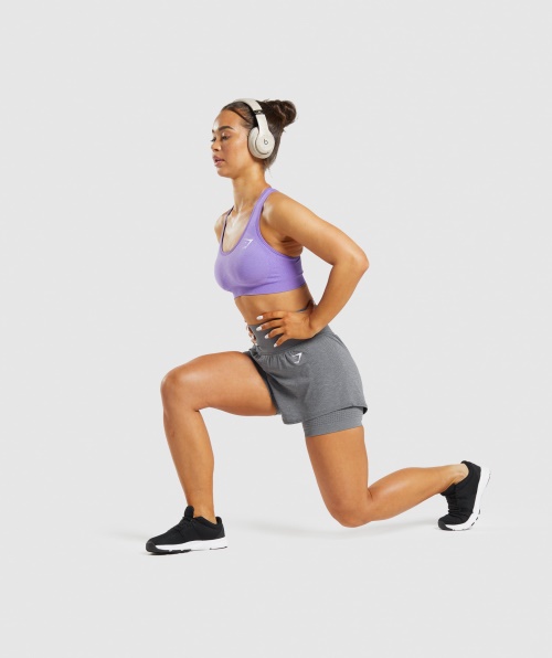 Shorts Gymshark Vital Seamless 2.0 2 Em 1 Esfumado Cinza Marl