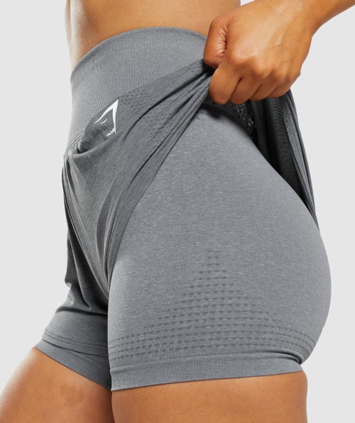 Shorts Gymshark Vital Seamless 2.0 2 Em 1 Esfumado Cinza Marl