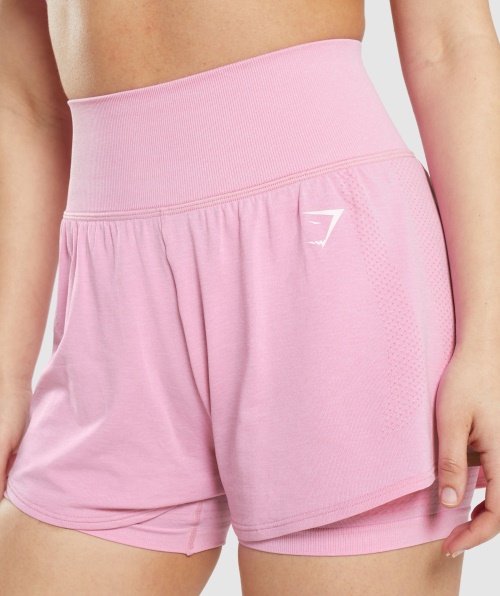 Gymshark Vital Seamless 2.0 2 Em 1 Calções Sorbet Pink Marl