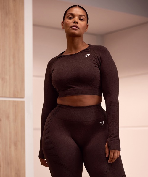 Gymshark Vital Seamless 2.0 Crop Top Cherry Brown Marl