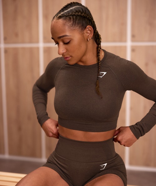 Gymshark Vital Seamless 2.0 Crop Top Espresso Marl