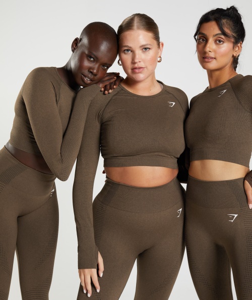 Gymshark Vital Seamless 2.0 Crop Top Espresso Marl