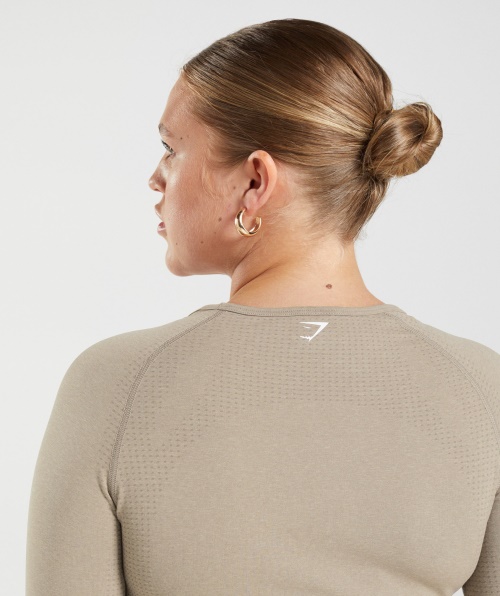 Gymshark Vital Seamless 2.0 Crop Top Vanilla Brown Marl