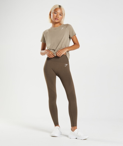 Gymshark Vital Seamless 2.0 Leve T-shirt Baunilha Marrom Marl