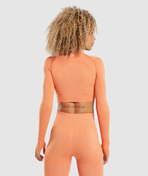 Gymshark Vital Seamless 2.0 Cropped Manga Longa Damasco Laranja Marl