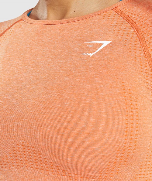 Gymshark Vital Seamless 2.0 Cropped Manga Longa Damasco Laranja Marl
