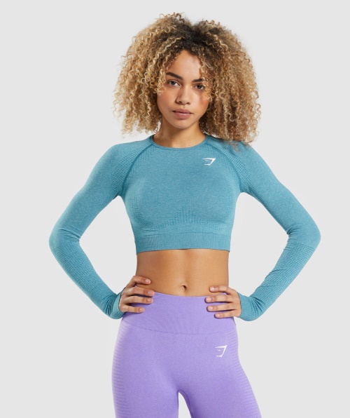 Gymshark Vital Seamless 2.0 Crop Top Tahoe Teal Marl