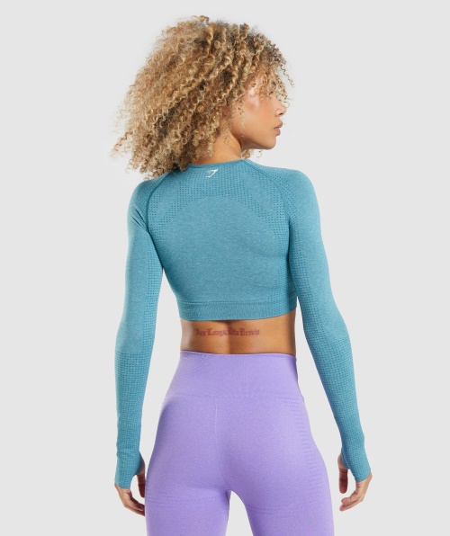 Gymshark Vital Seamless 2.0 Crop Top Tahoe Teal Marl