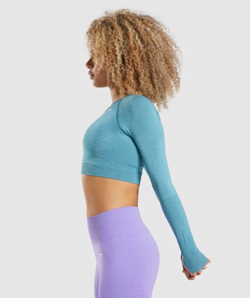 Gymshark Vital Seamless 2.0 Crop Top Tahoe Teal Marl