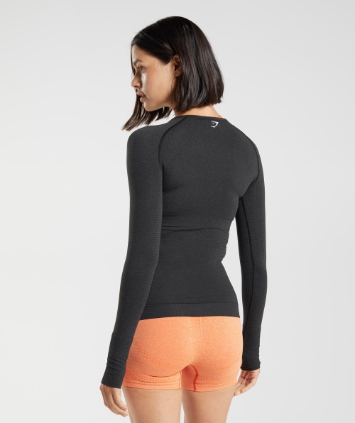 Gymshark Vital Seamless 2.0 Top Manga Longa Black Marl