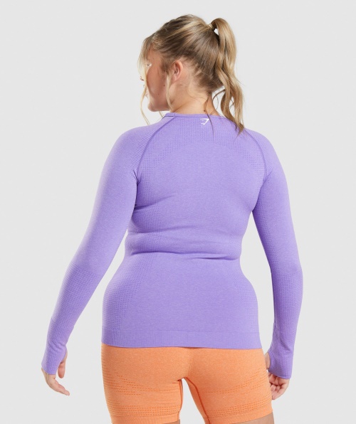 Gymshark Vital Seamless 2.0 Top Manga Longa Brilhante Roxo Marl