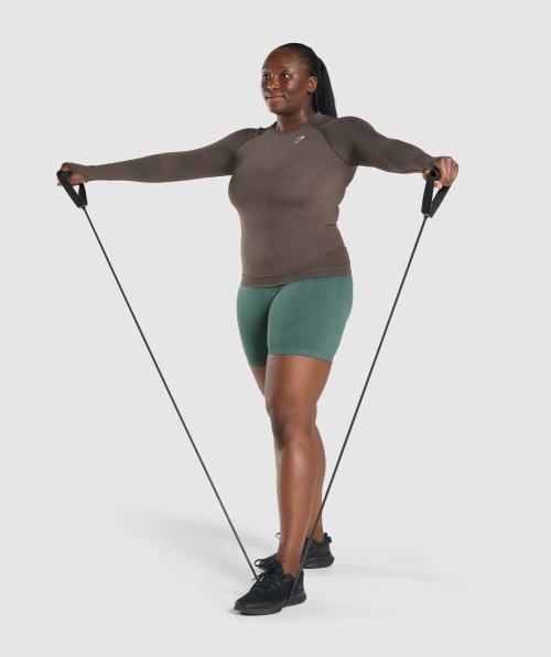 Gymshark Vital Seamless 2.0 Top Manga Longa Marrom Marl